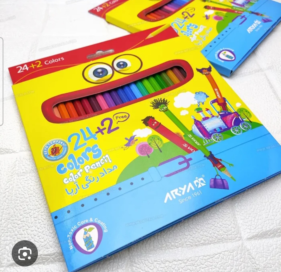 مداد رنگی ۲۴ تایی آریا جعبه مقوایی